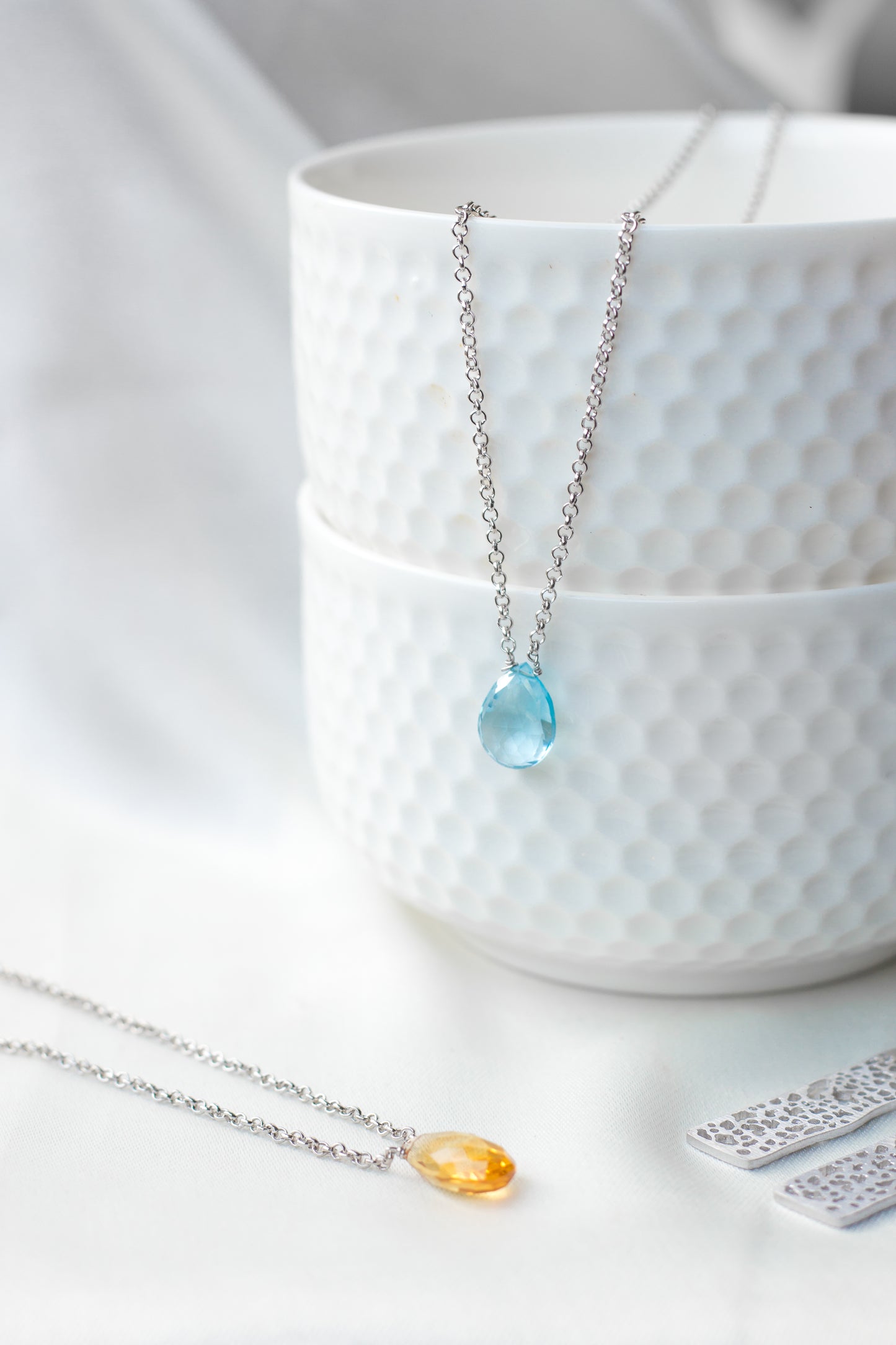Blue Topaz Rain Drop Necklace