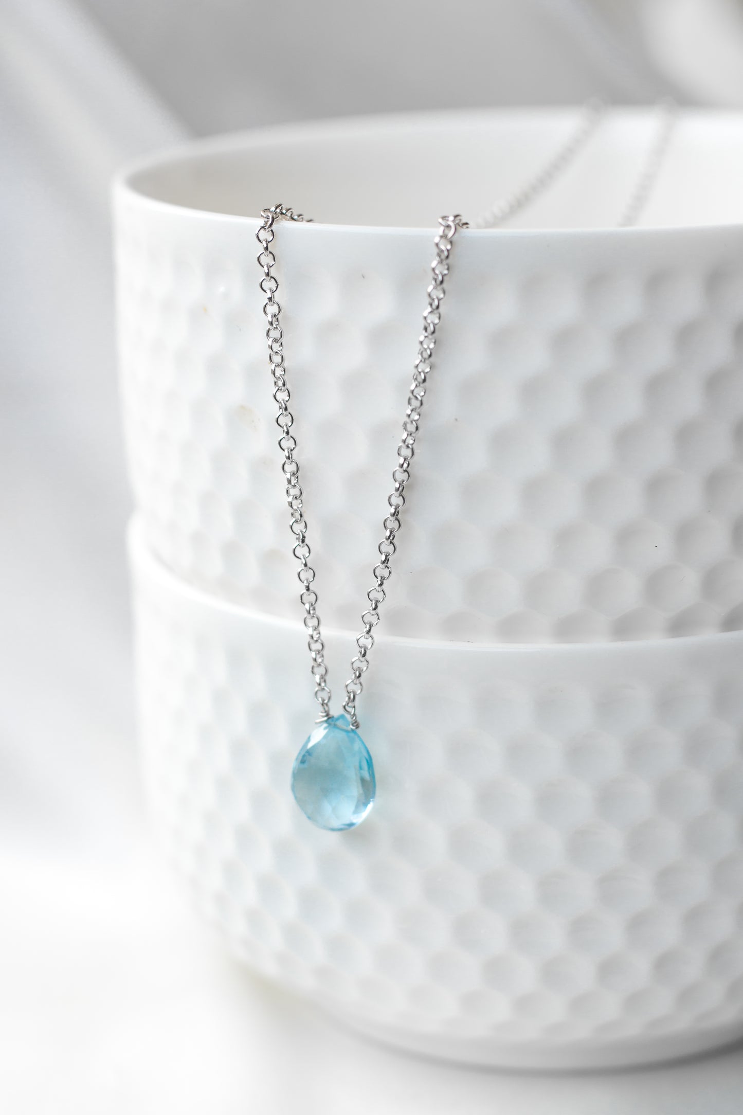 Blue Topaz Rain Drop Necklace