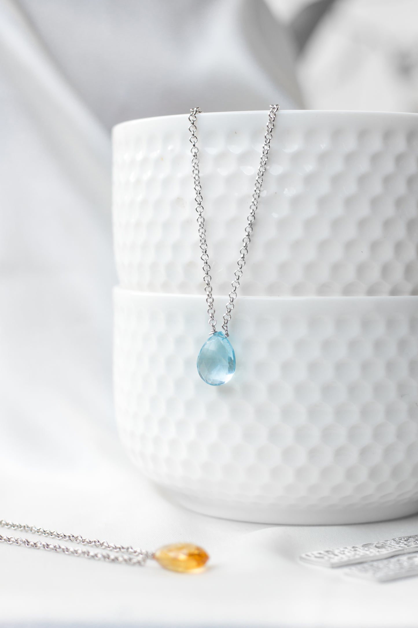 Blue Topaz Rain Drop Necklace