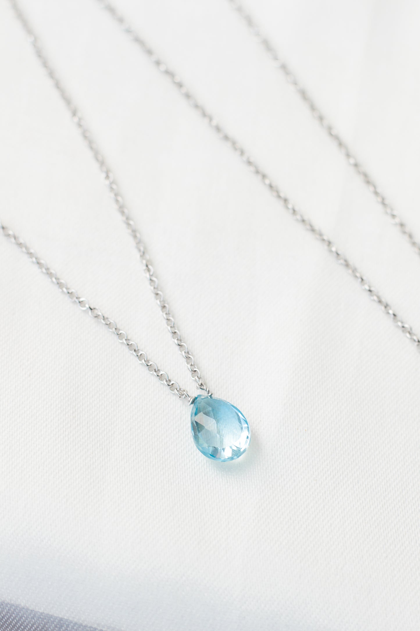 Blue Topaz Rain Drop Necklace