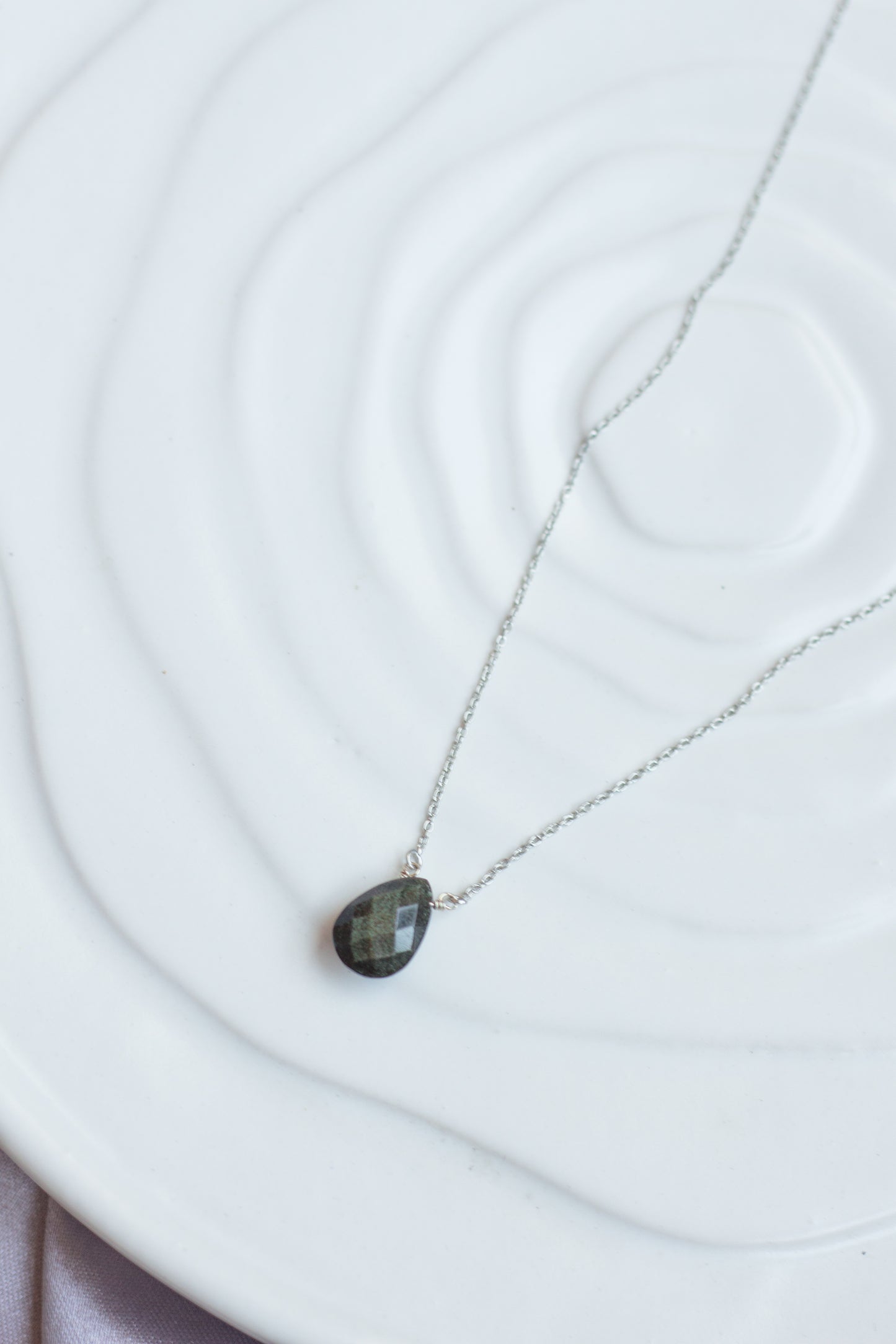 Obsidian Rain Drop Necklace