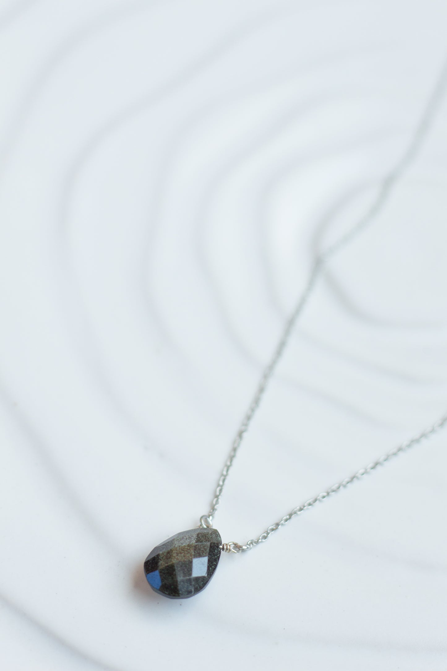 Obsidian Rain Drop Necklace