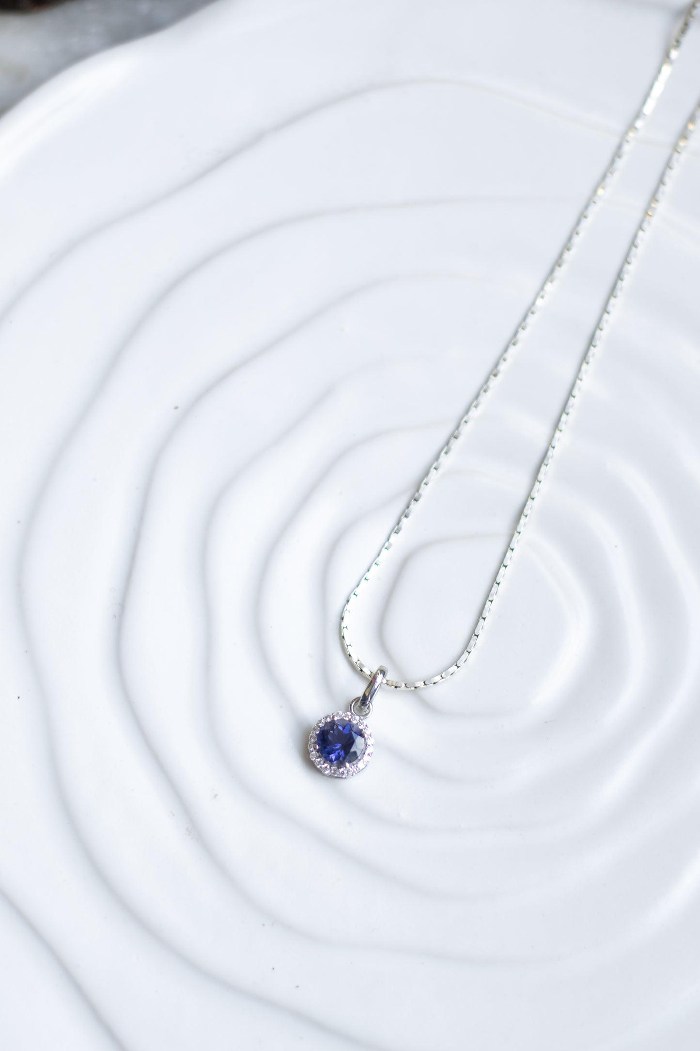Iolite Halo Pendant