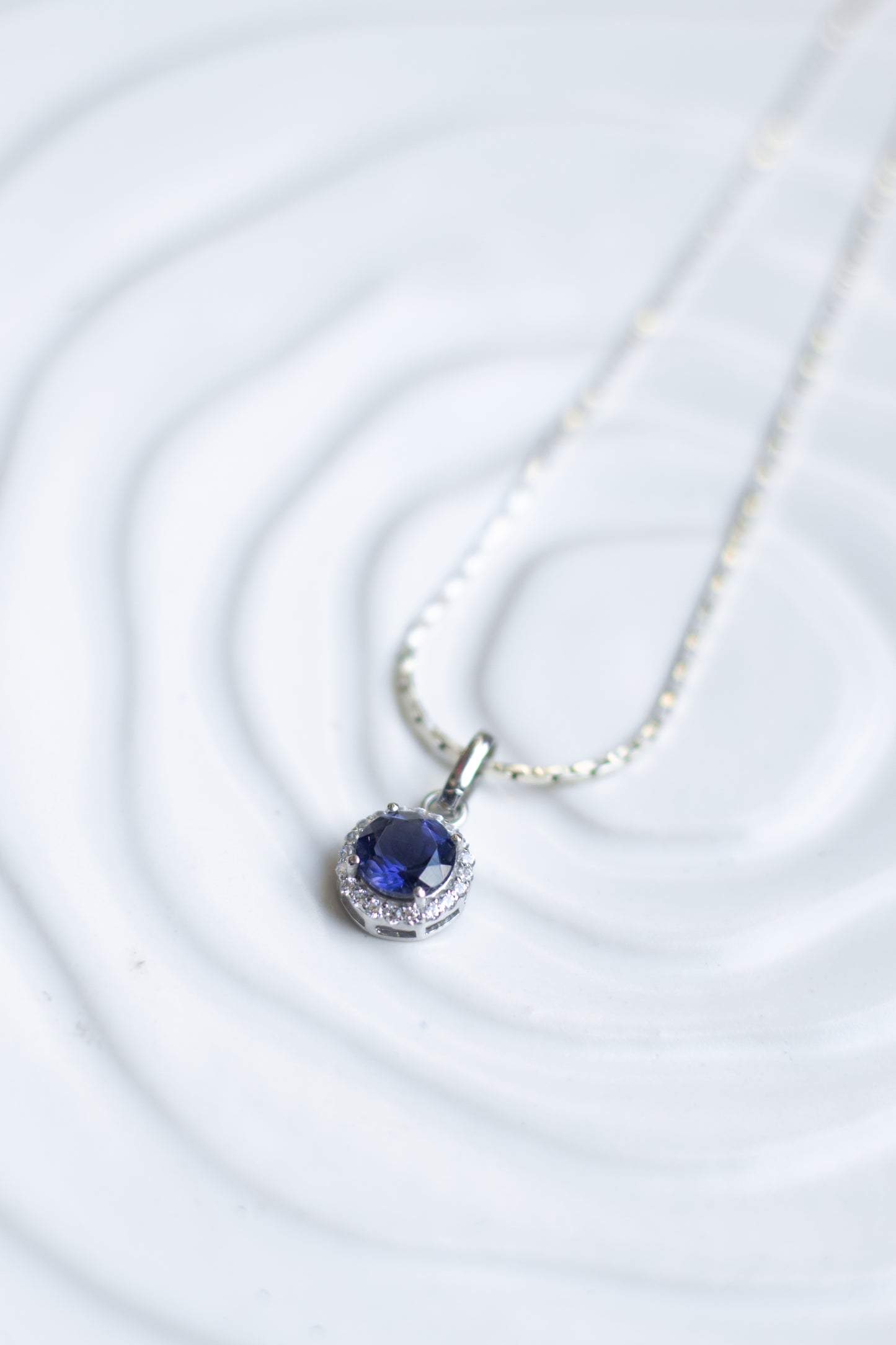 Iolite Halo Pendant