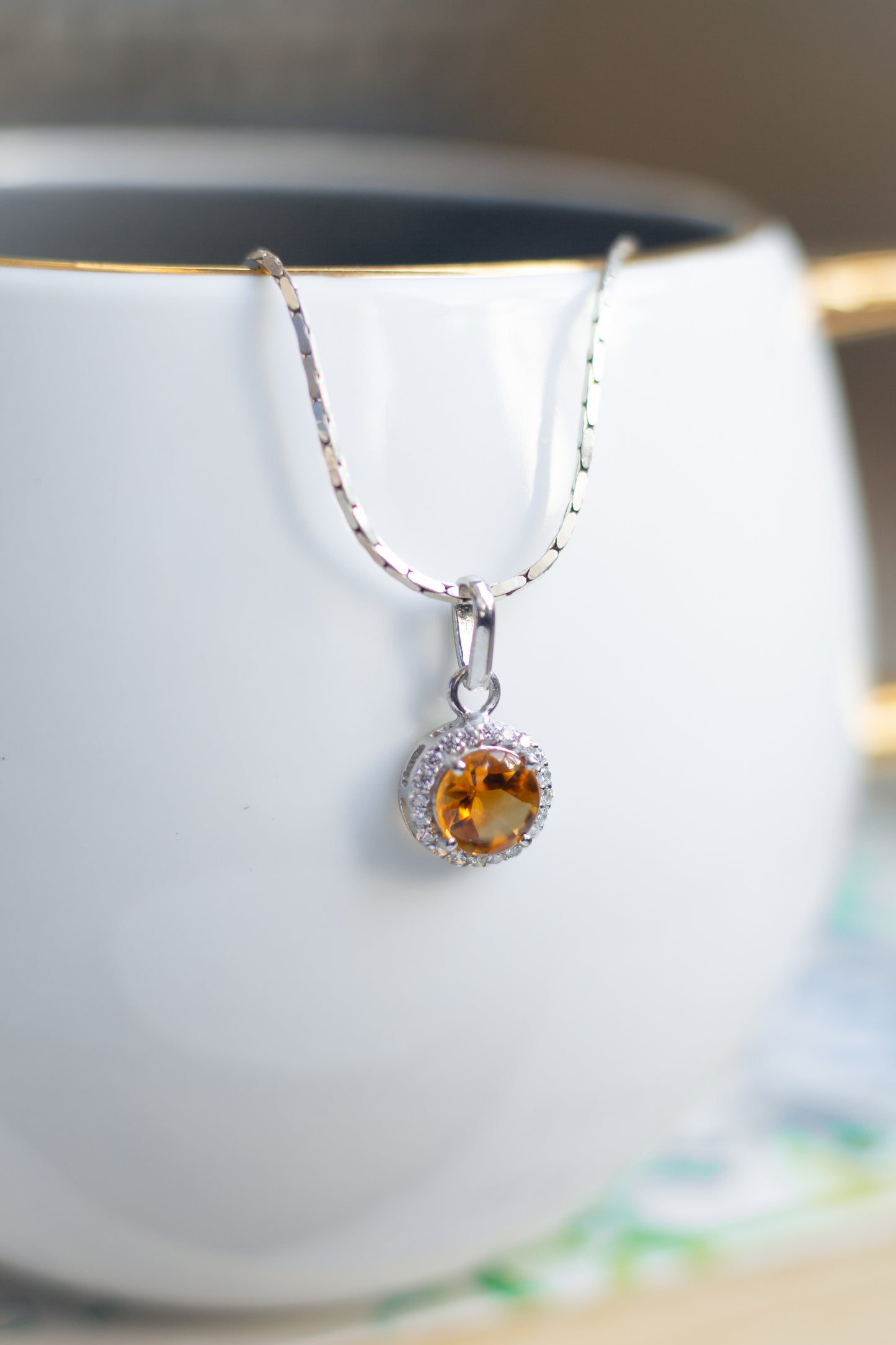 Citrine Halo Pendant