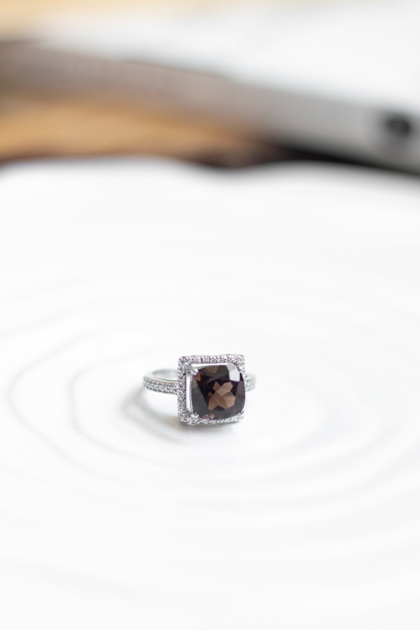 Smoky Cushion Statement Ring