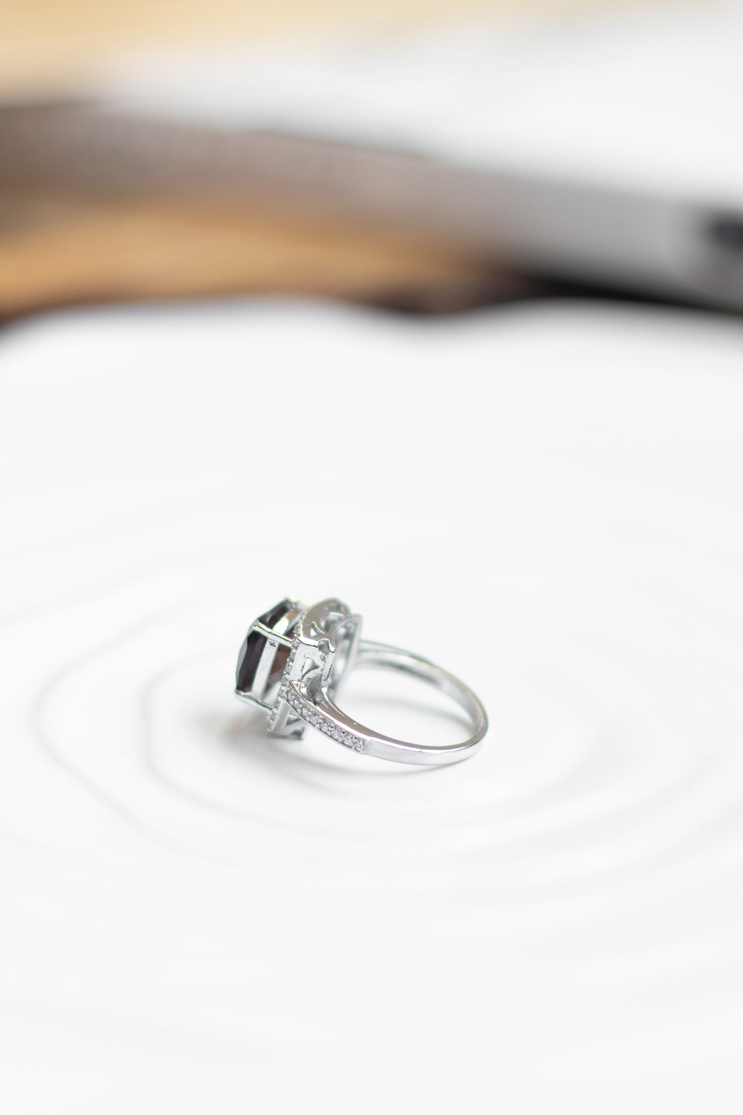 Smoky Cushion Statement Ring