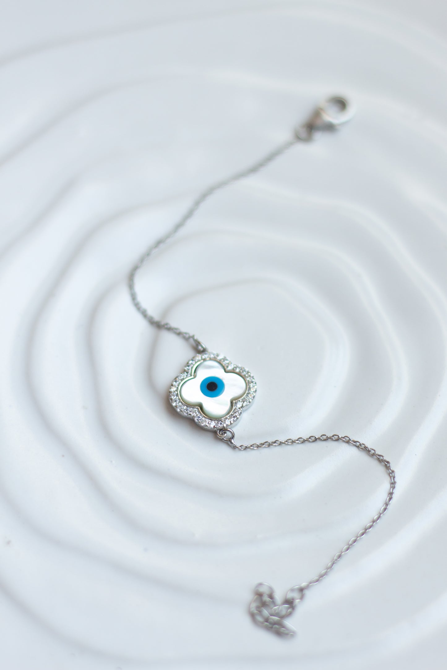 Clover Halo Evil Eye Bracelet
