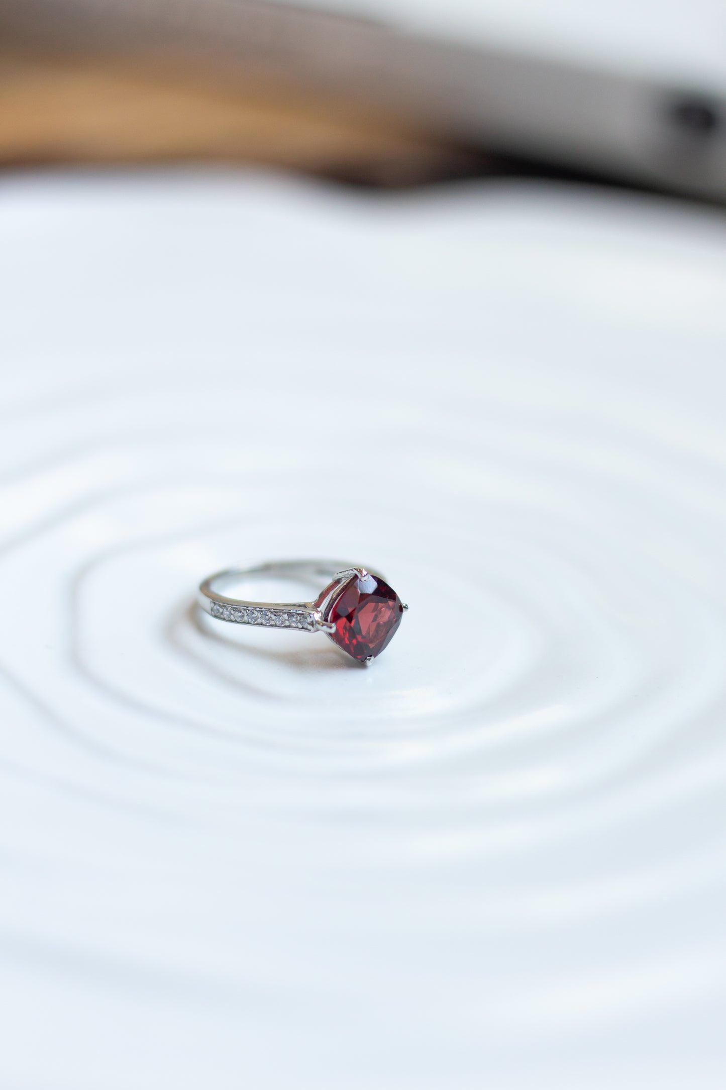 Garnet Cushion Ring