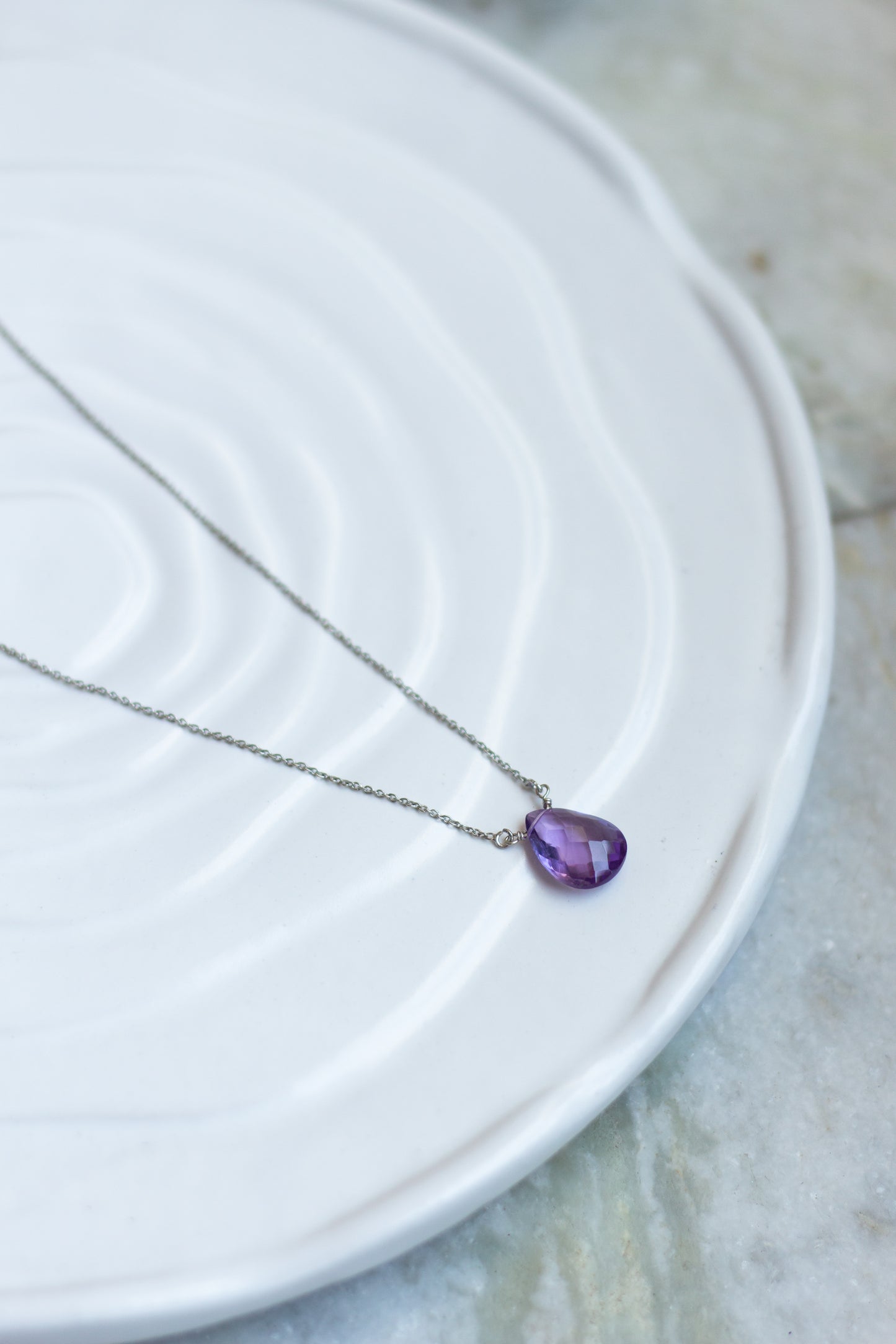Amethyst Rain Drop Necklace