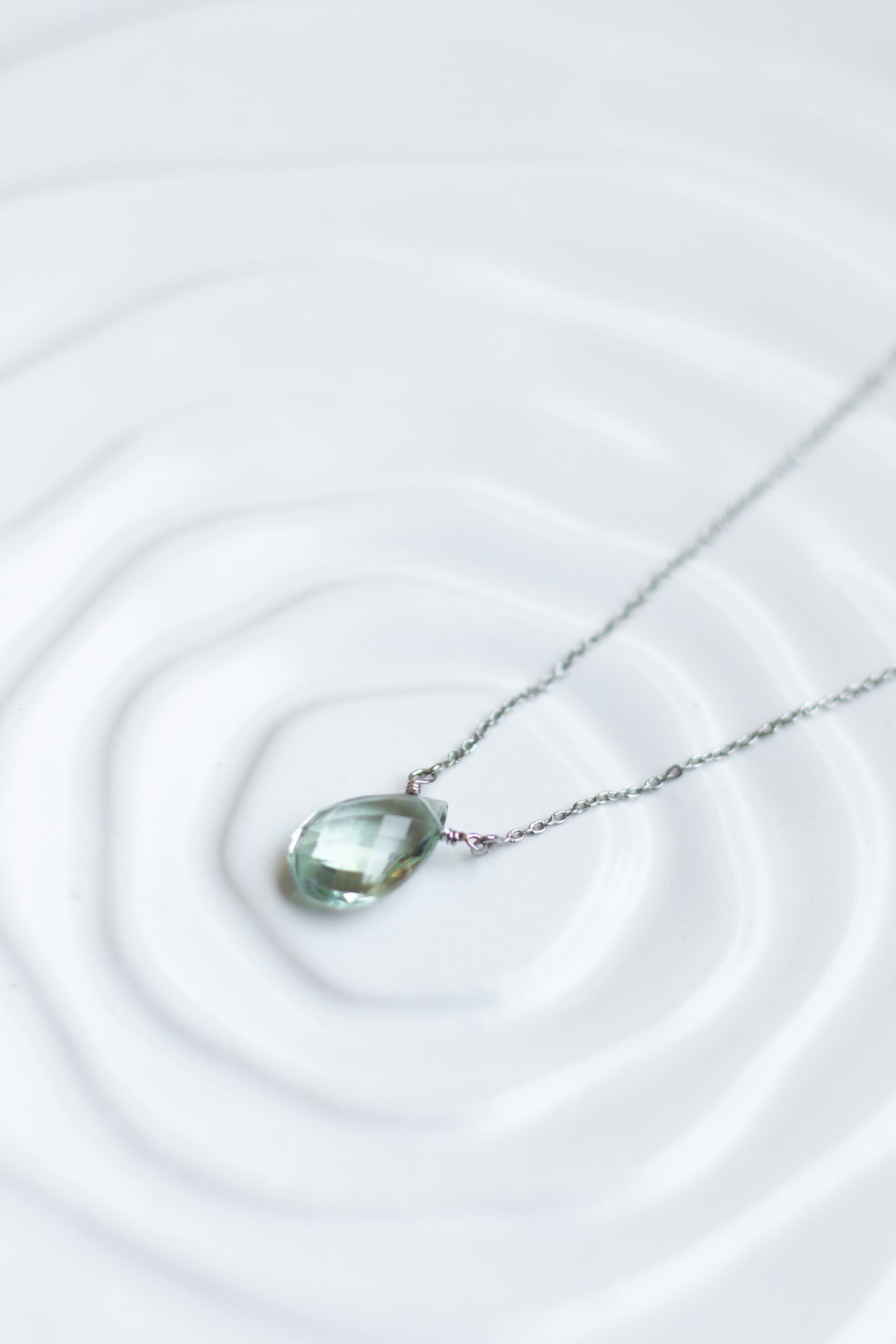 Green Amethyst Rain Drop Necklace