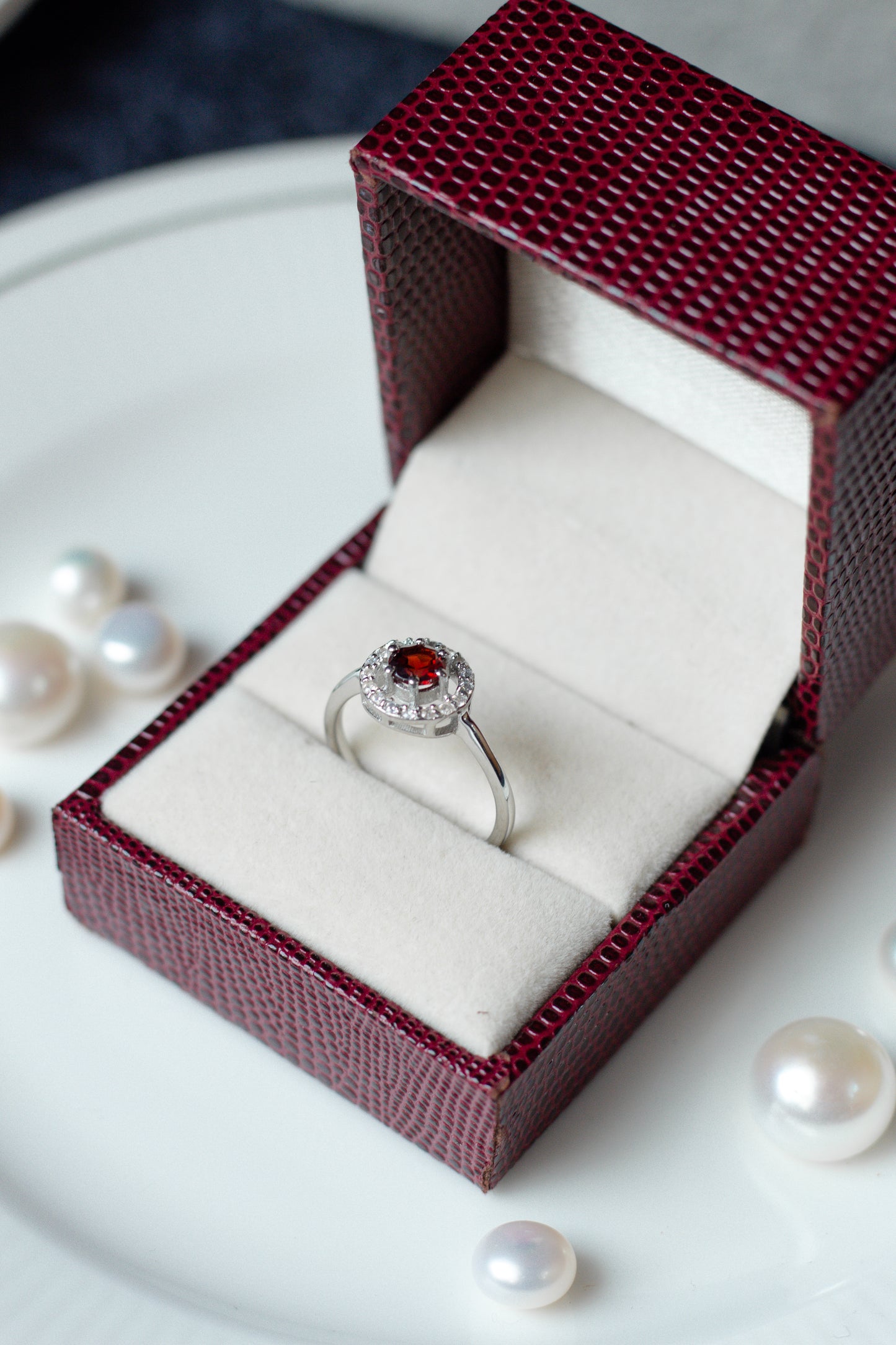 Minimalist Garnet Ring