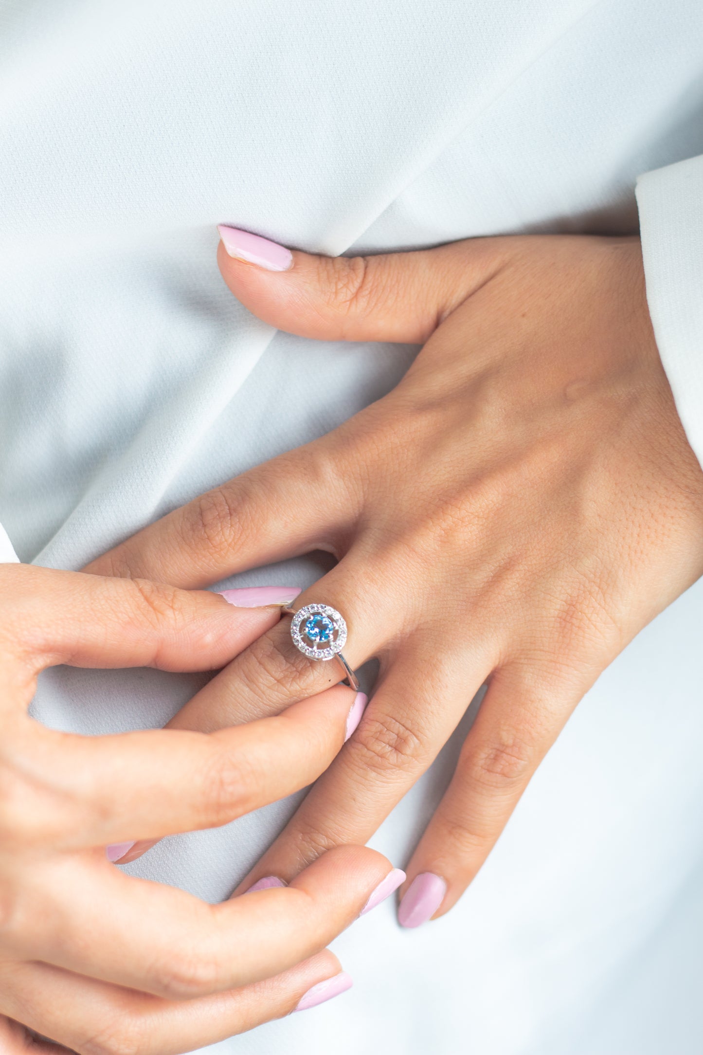 Minimalist Swiss Blue Topaz Ring