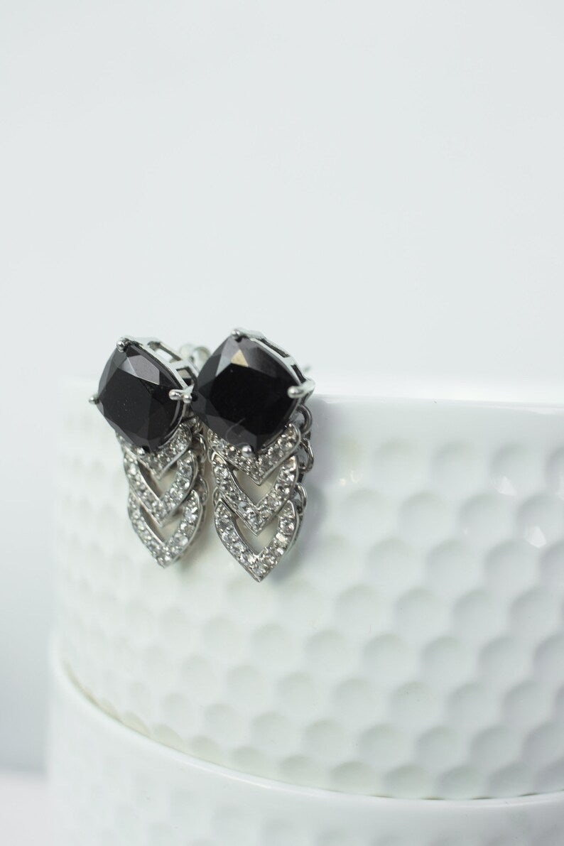 Black onyx earrings in 925 Sterling Silver