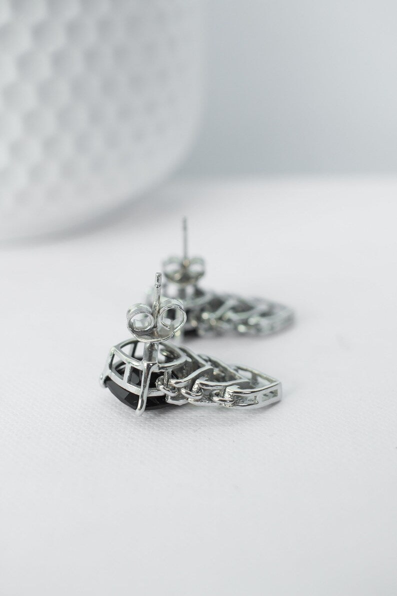Black onyx earrings in 925 Sterling Silver