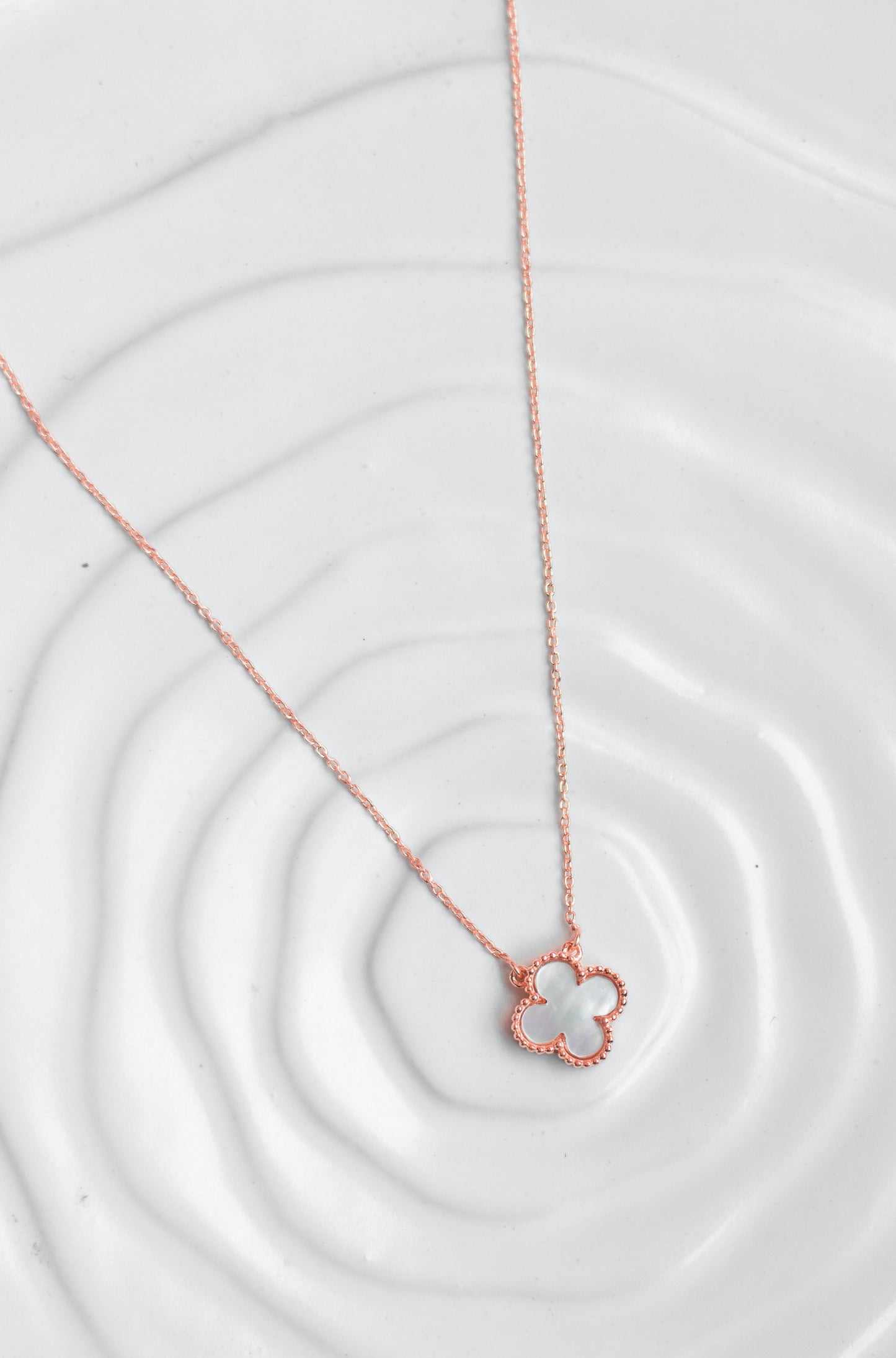 Dainty Mother of Pearl Clover Necklace