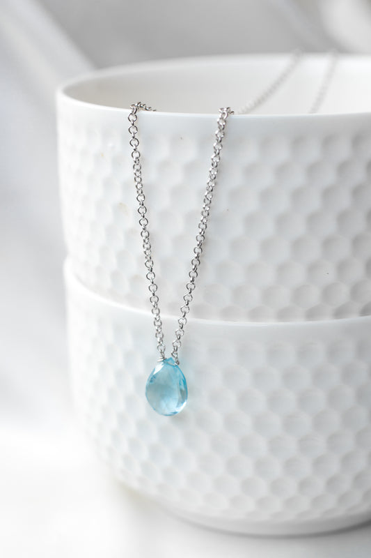 Blue Topaz Rain Drop Necklace