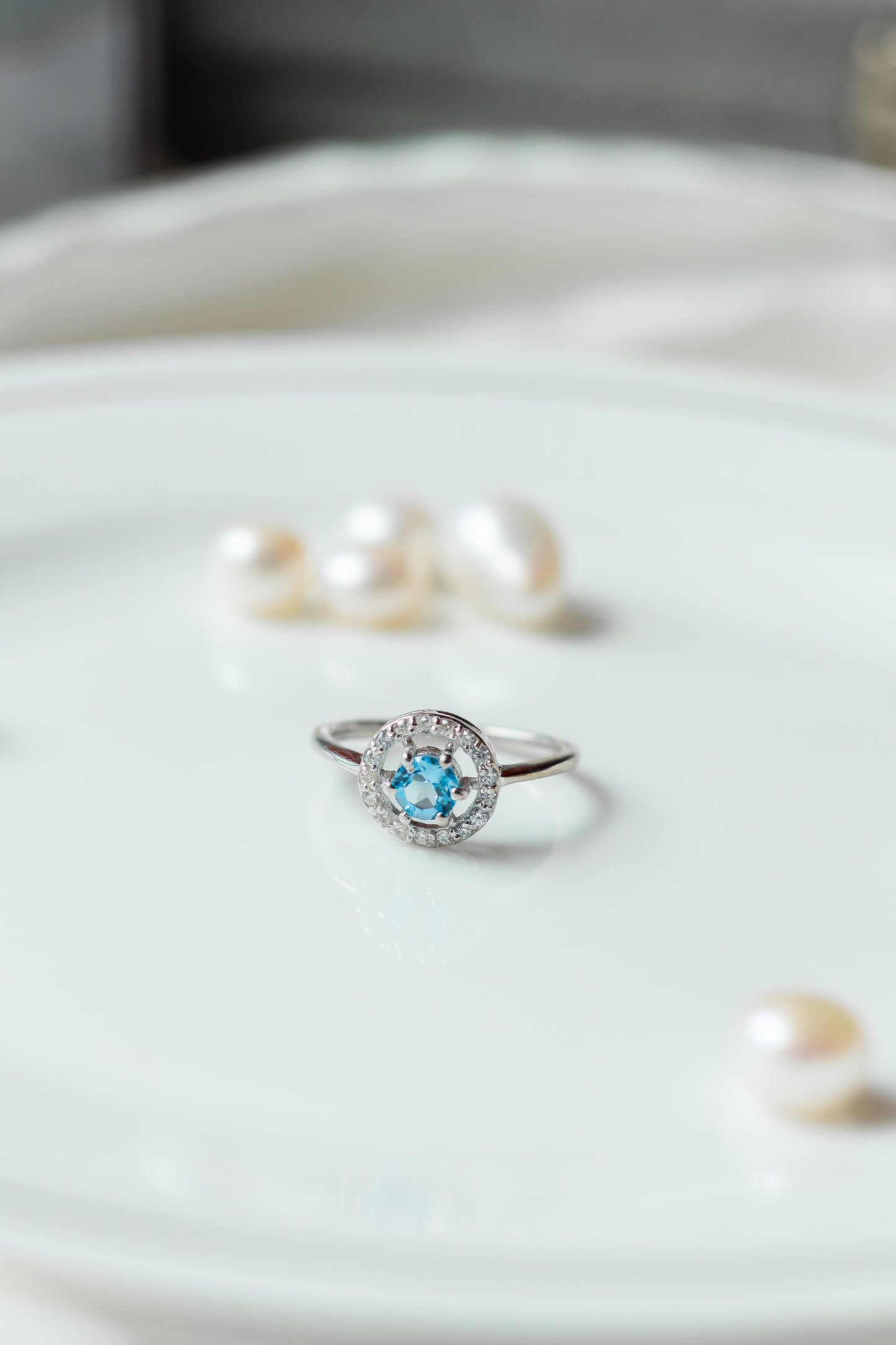 Minimalist Swiss Blue Topaz Ring