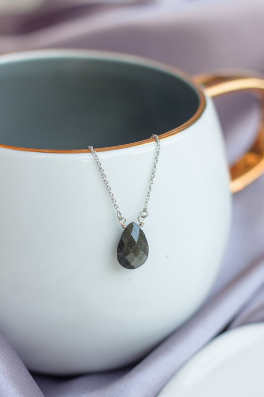 Obsidian Rain Drop Necklace