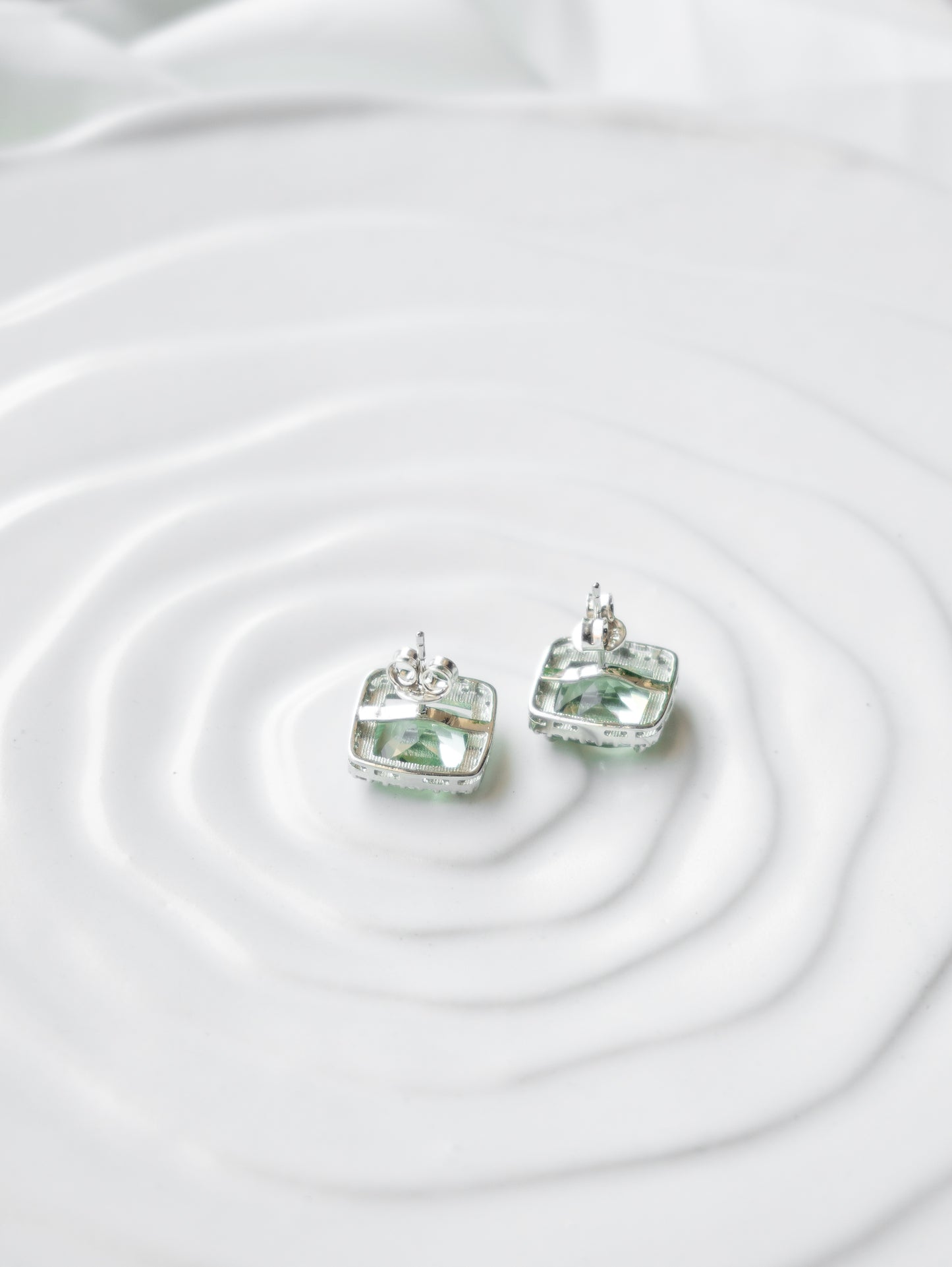 Prasiolite Halo Stud Earrings