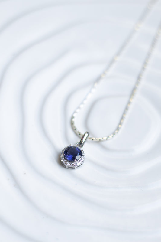 Iolite Halo Pendant