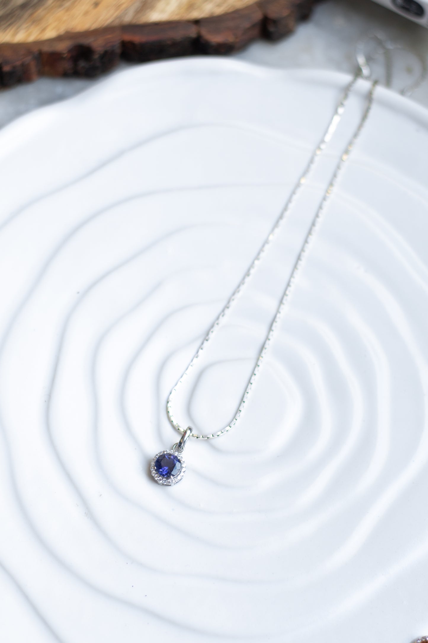Iolite Halo Pendant