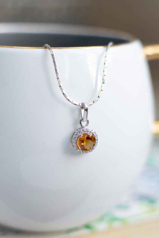 Citrine Halo Pendant