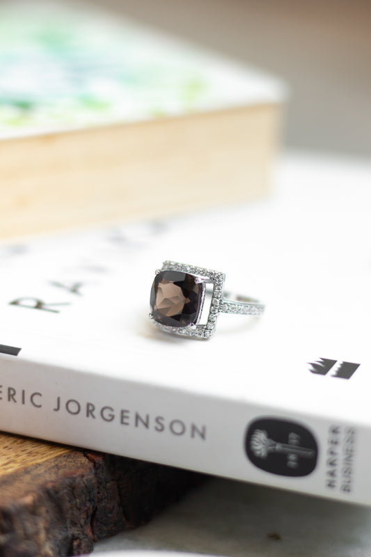 Smoky Cushion Statement Ring