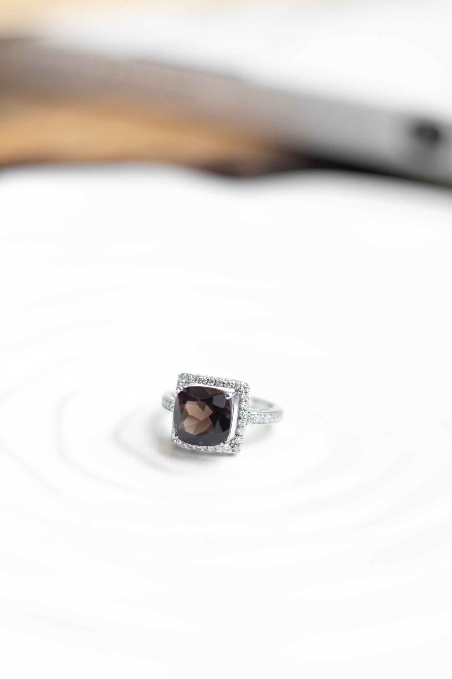 Smoky Cushion Statement Ring