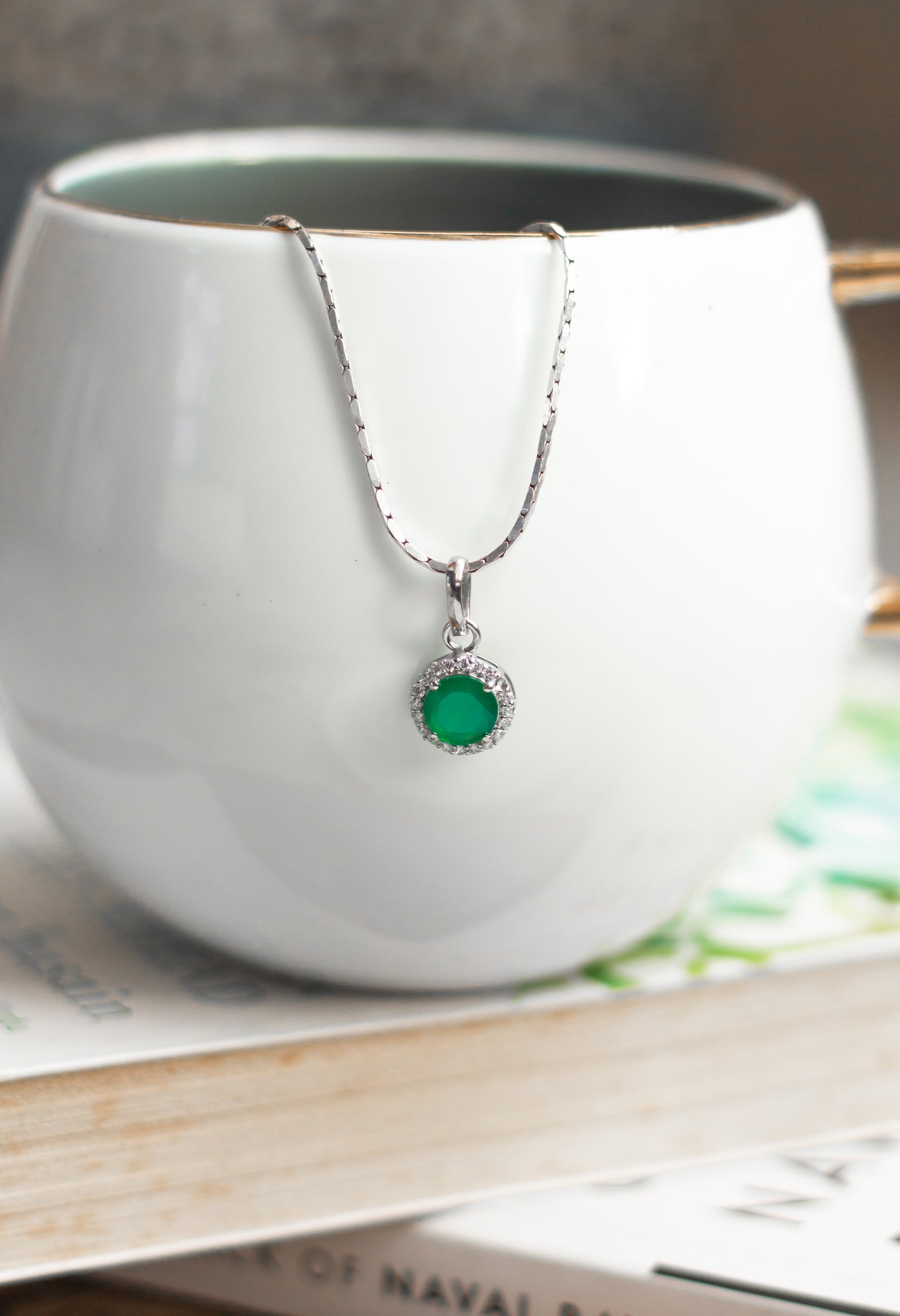 Green Onyx Halo Pendant