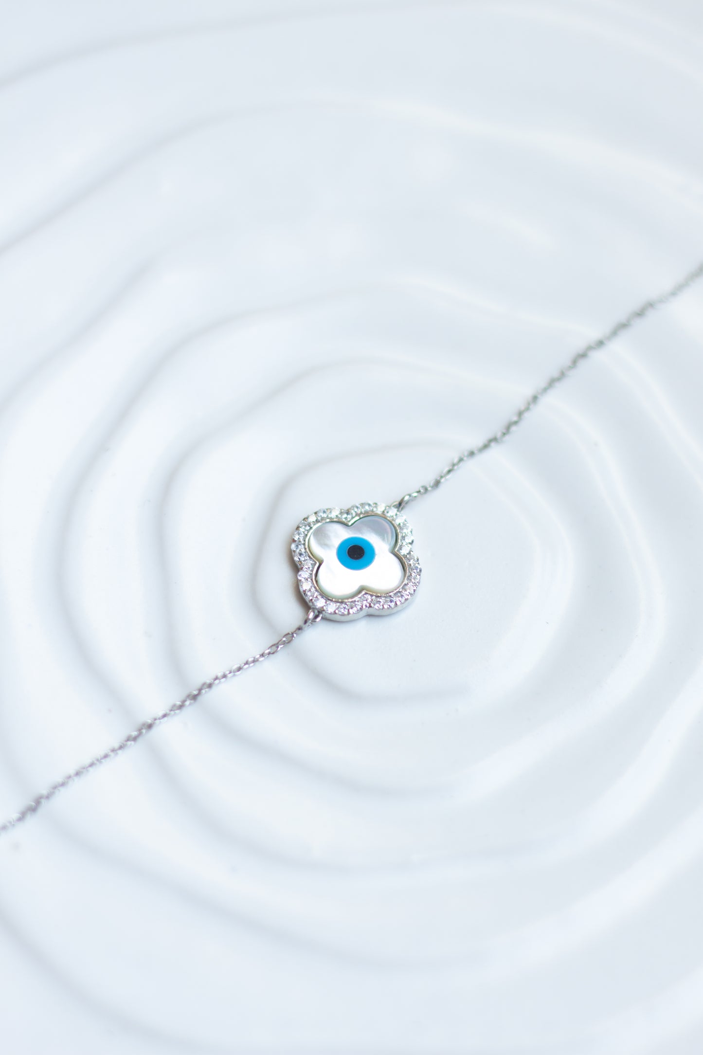 Clover Halo Evil Eye Bracelet