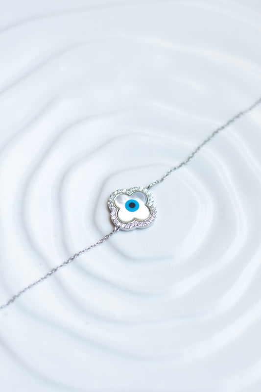 Clover Halo Evil Eye Bracelet