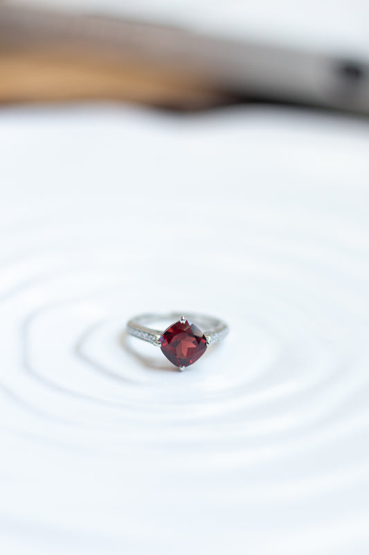 Garnet Cushion Ring