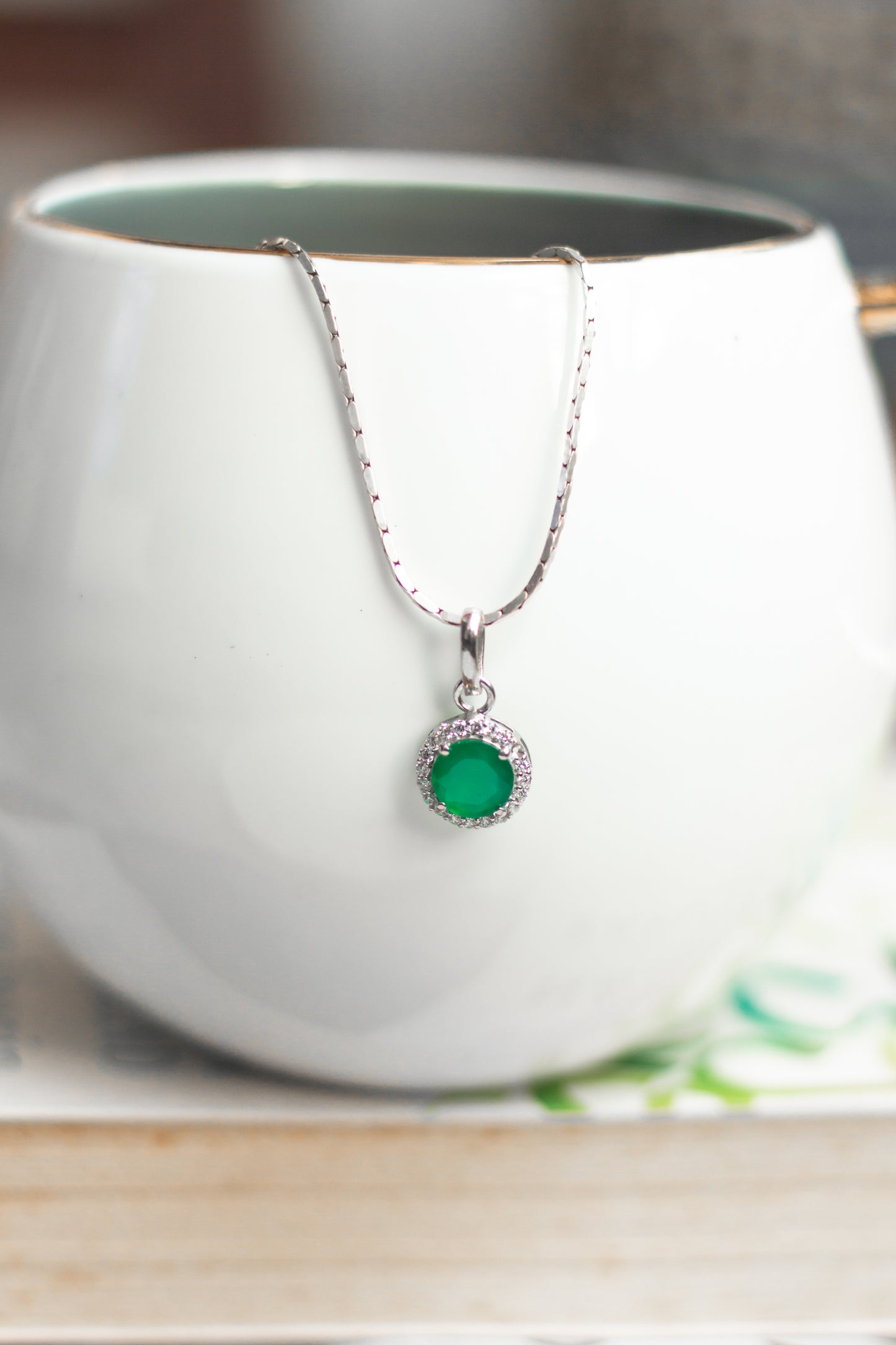 Green Onyx Halo Pendant