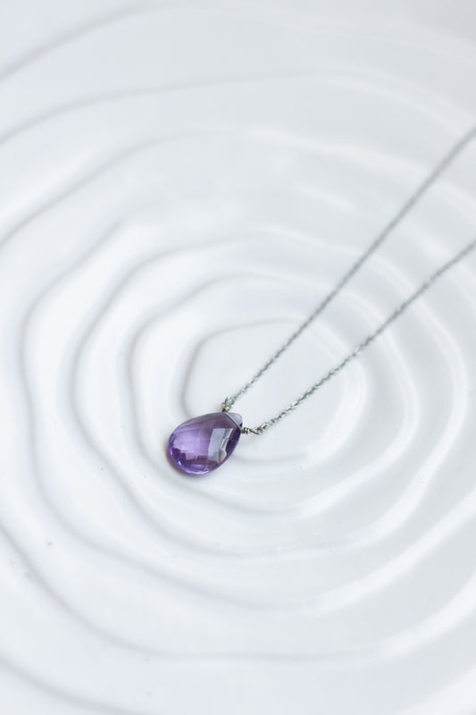 Amethyst Rain Drop Necklace