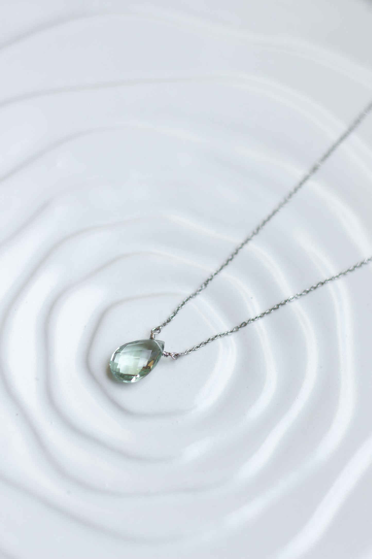 Green Amethyst Rain Drop Necklace