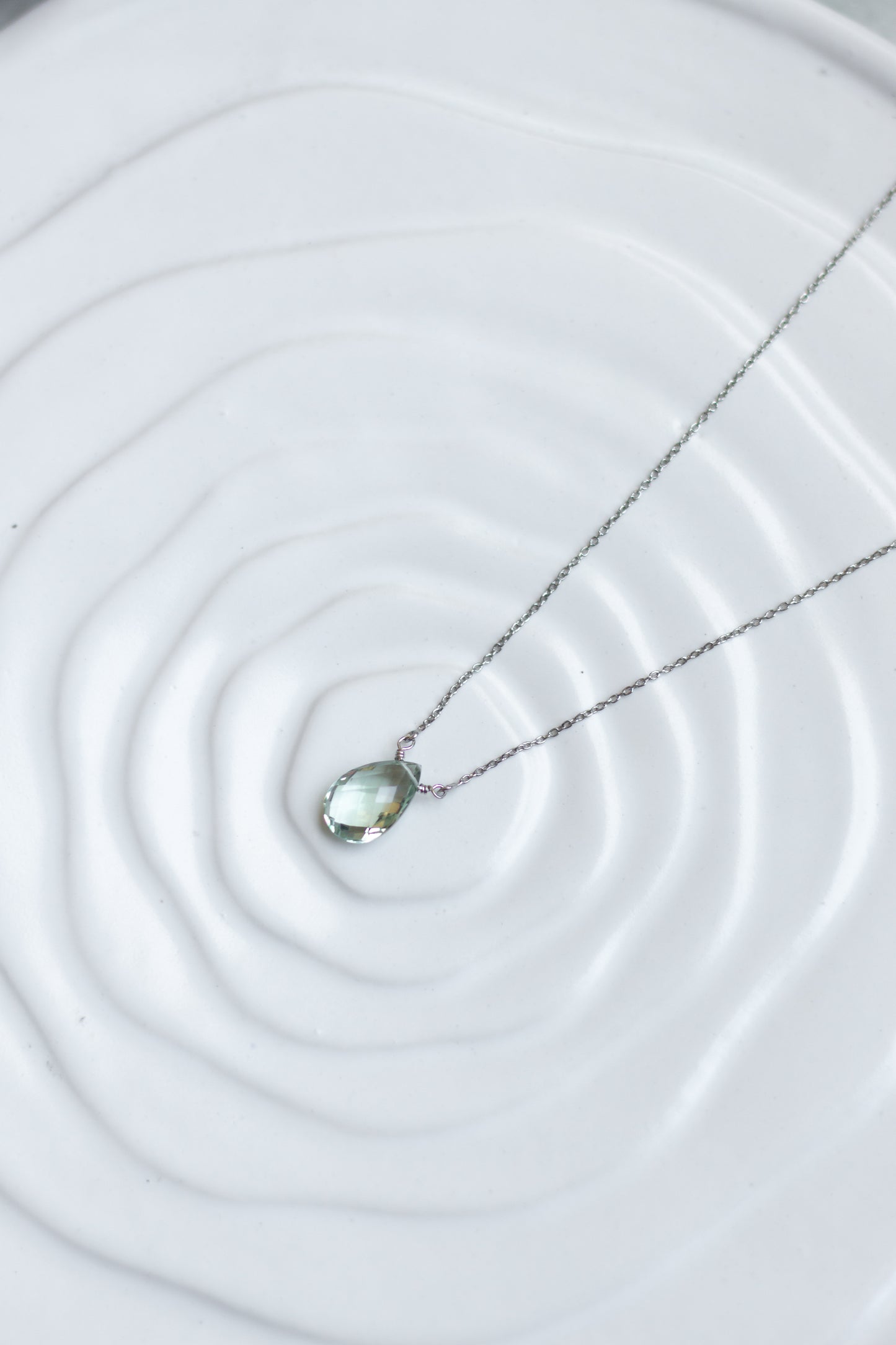 Green Amethyst Rain Drop Necklace