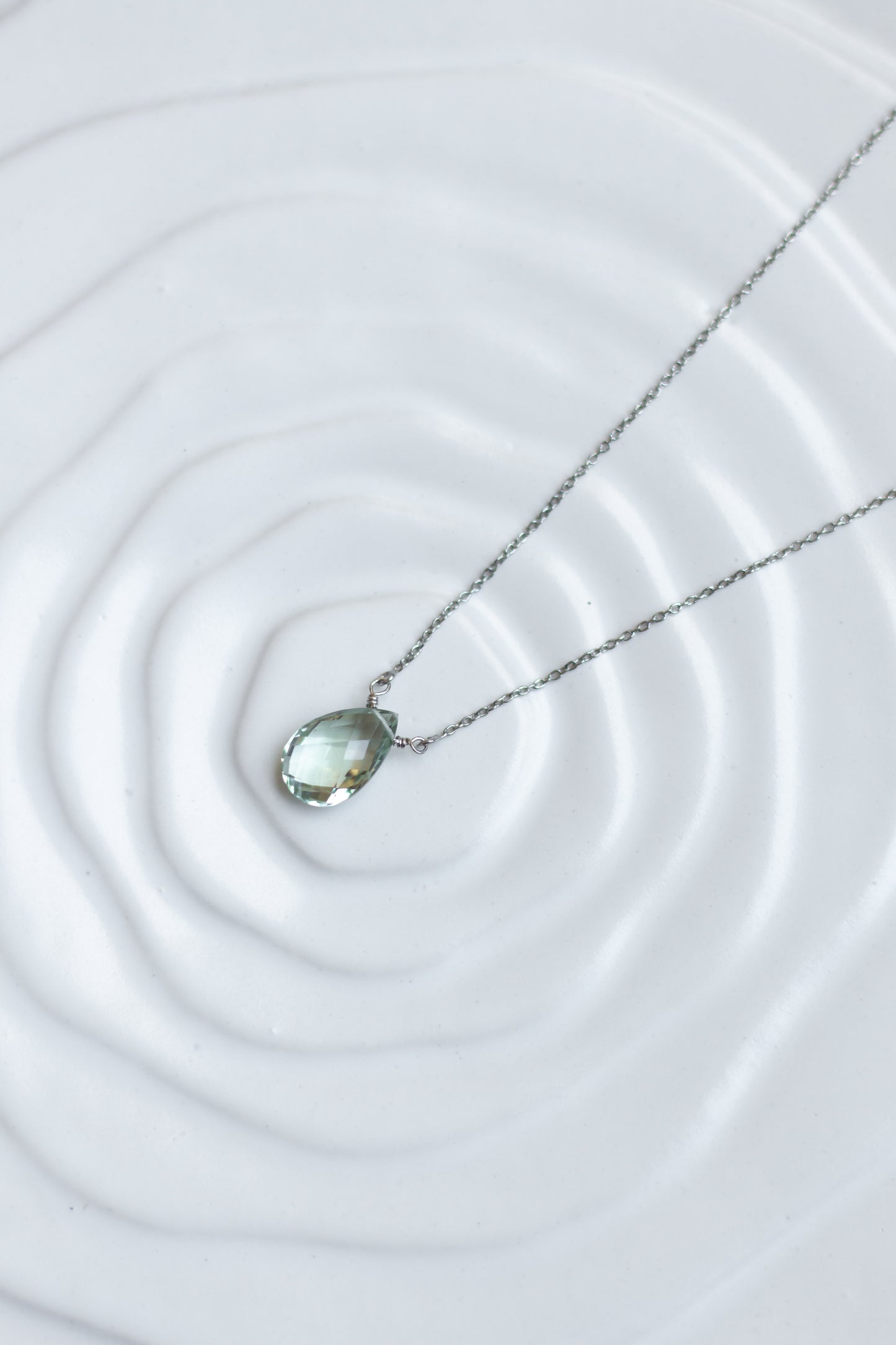 Green Amethyst Rain Drop Necklace
