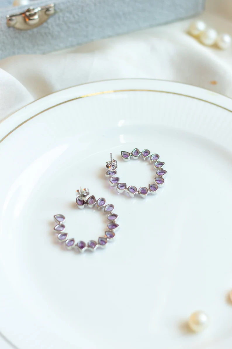 Lustrous Lilac Hoops