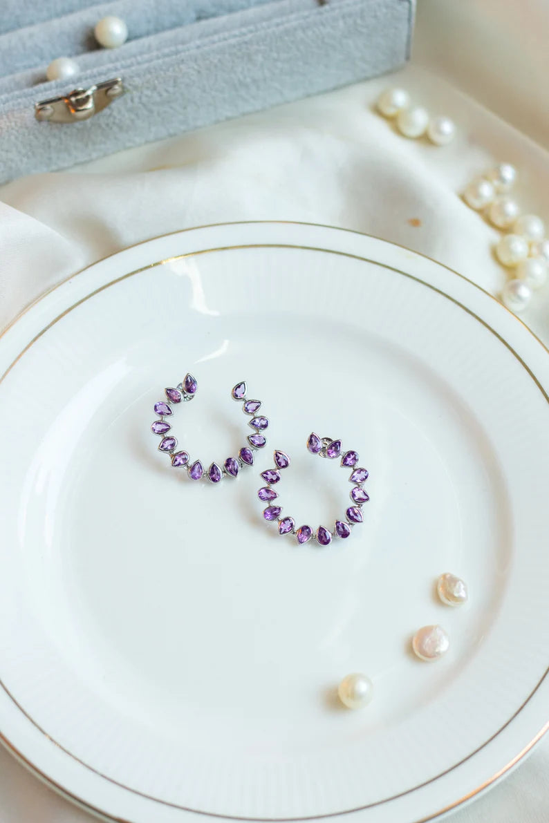 Lustrous Lilac Hoops